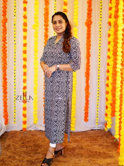 Trendy Ladies Top Blue And White