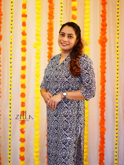 Trendy Ladies Top Blue And White