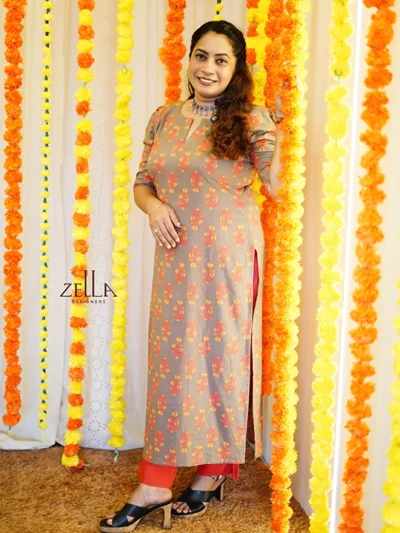 Trendy Ladies Top Orange And Grey