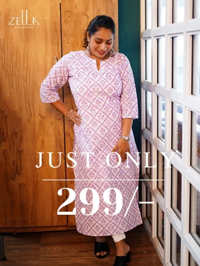 Cotton Kurthis  purple & white