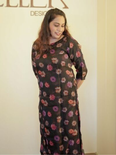 Black Silky Organza Kurthi