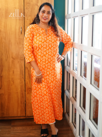 Orange Cotton Kurthi