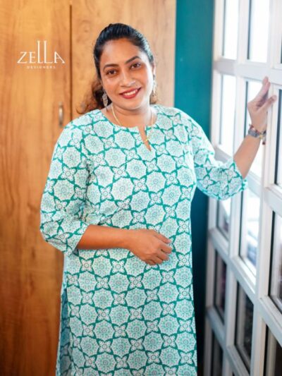 Aqua Green Cotton Kurthi