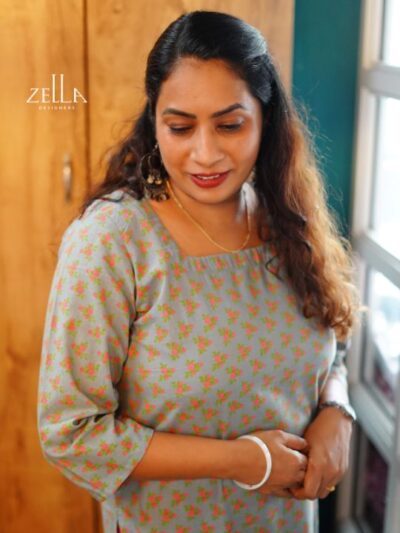 Grey Cotton Long Kurthi