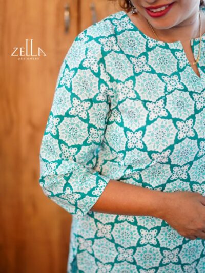 Aqua Green Cotton Kurthi