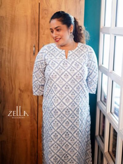 Greyish Blue Cotton Kurthi