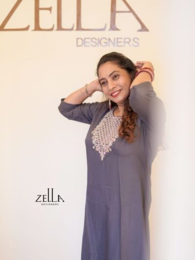 Grey Hand Worked Kurthi