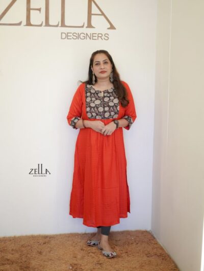 Red Worked Kurthi